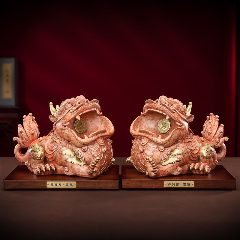 彩铜《吞宝兽之貔貅》吞金兽摆件客厅玄关办公室前台装饰品礼品