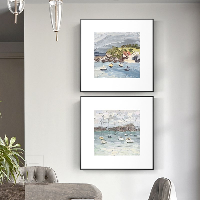 小船风景油画挂画纯手绘厚油立体画沙发背景墙楼梯餐厅玄关抽象画