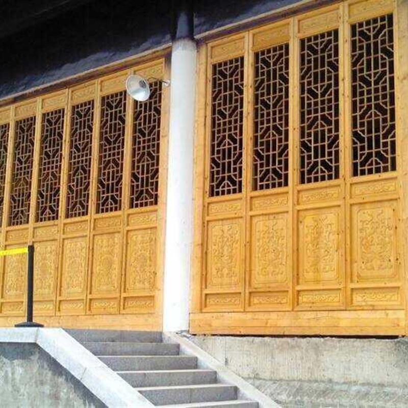 东阳木雕仿古实木花格门窗屏风电视背景栏杆挂落角花