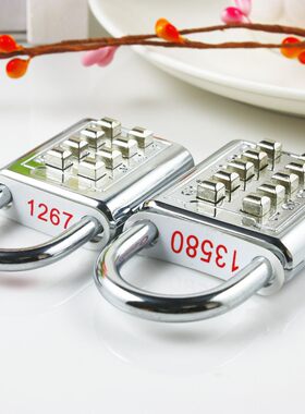 简单实用十位八位按键密码锁5/4位密码挂锁安全防盗柜子锁学生锁