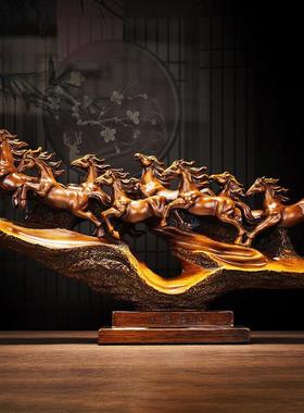 新款摆件新中式招财马摆件十二生肖生肖马家用房间客厅办公室装∑