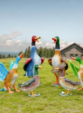 户外仿真鸭子动物玻璃钢雕塑饭店门口农家乐绿头鸭装饰造景大摆件