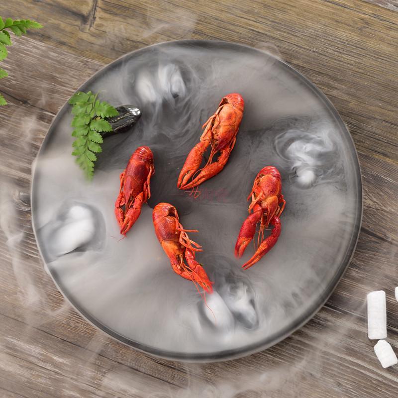 创意陶瓷干冰盘意境菜私房菜海鲜刺身盘分子料理盘哑光黑色冷菜盘