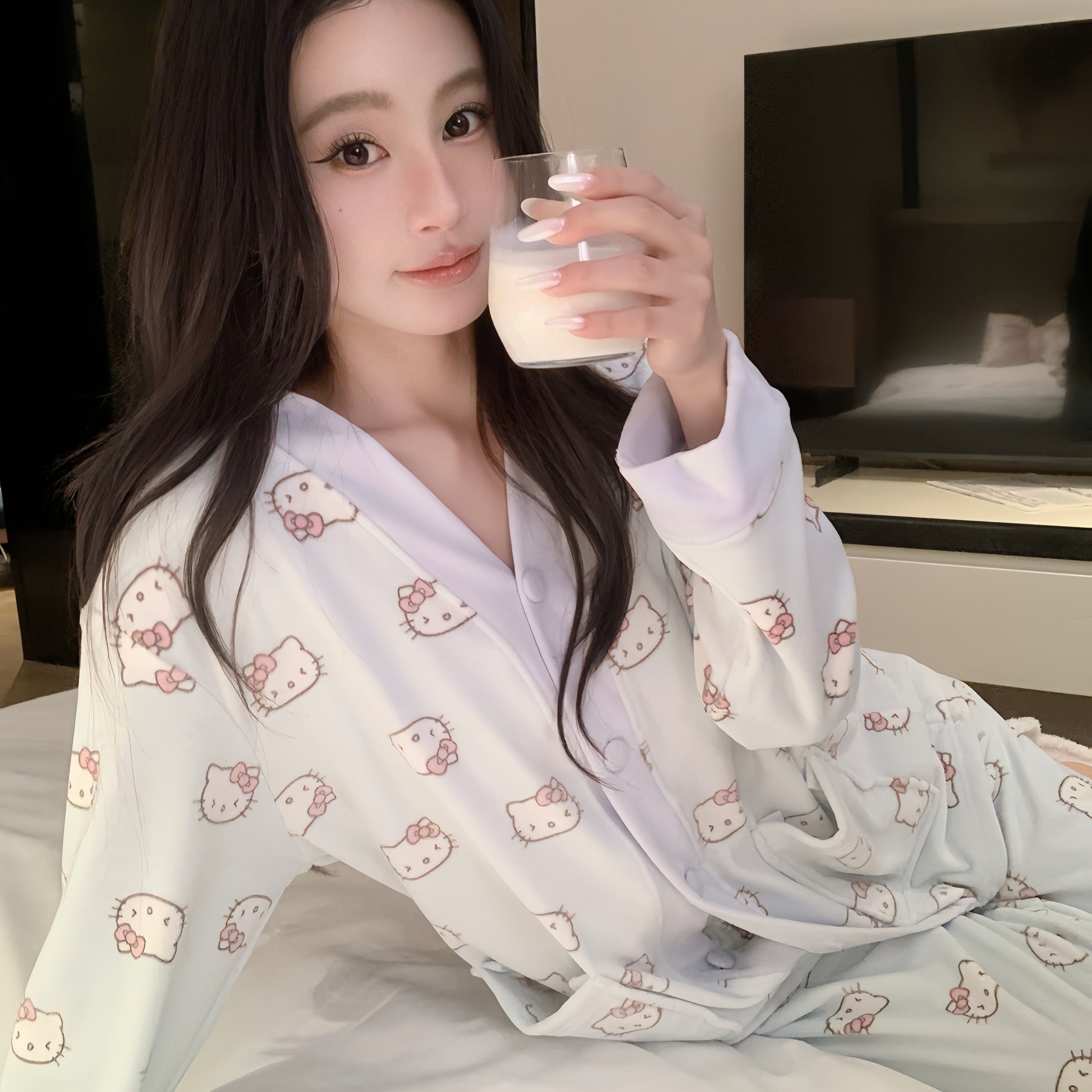 秋冬海岛绒女可外穿睡衣两件套