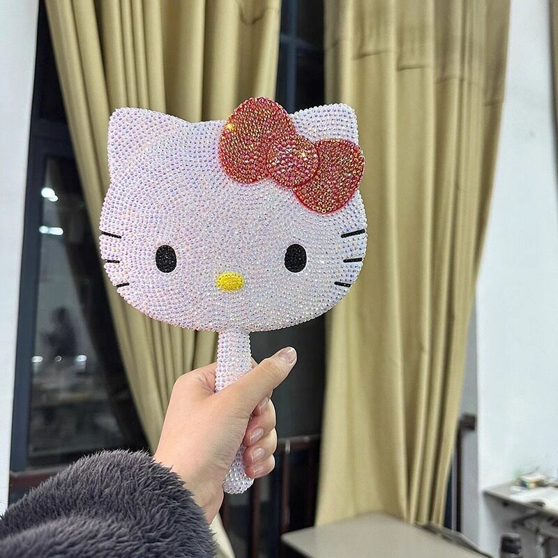 hellokitty满钻镜子DIY材料包手工贴钻改造手持镜子KT猫随身镜子