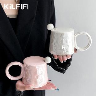 创意陶瓷马克杯带盖勺办公室家用女生喝水杯高颜值可爱大容量杯子