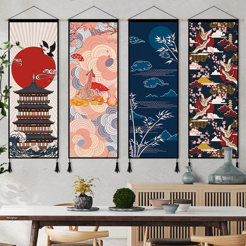 日式和风布艺挂画寿司料理店居酒屋E装饰画简约餐厅挂毯床头挂布图片