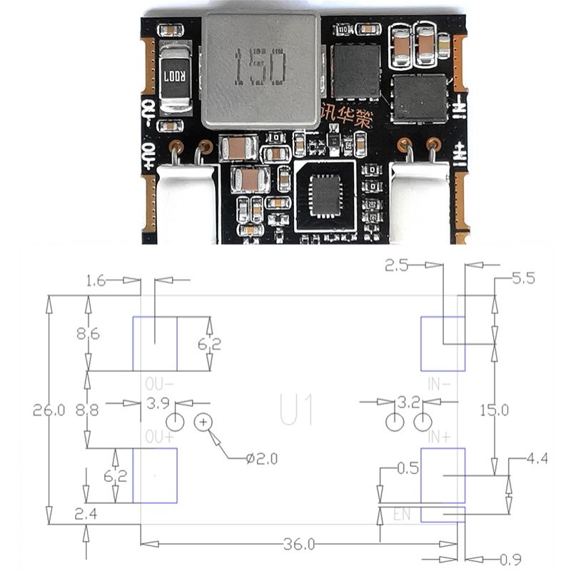 DC直流19V2VV0V 15-5V 转V5 0W模块同步降压模块小体积