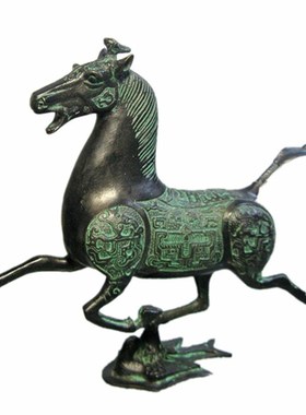 马踏飞燕仿古做旧青铜器中式工艺品礼品客厅橱窗装饰道具复古