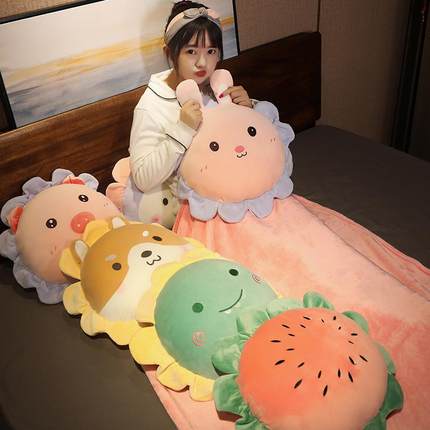 可爱女生花朵抱枕被子两用午睡办公室汽车车用睡觉学生宿舍小枕头