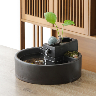 流水生财循环水创意办公室客厅桌面招财装饰茶几喷泉业礼品