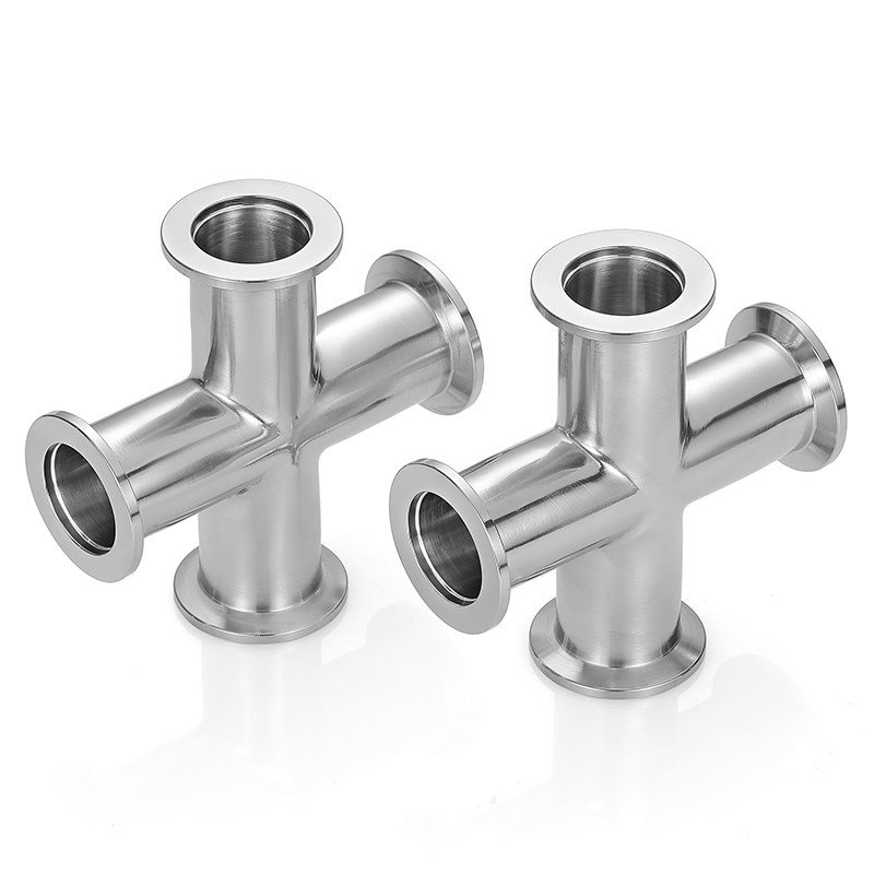 0不锈钢KF真空快装四通等径四通管件接头卡盘卡箍快装四通管