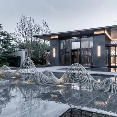 大型镂空假山售楼处水景管状切片山形雕塑景观小品定制