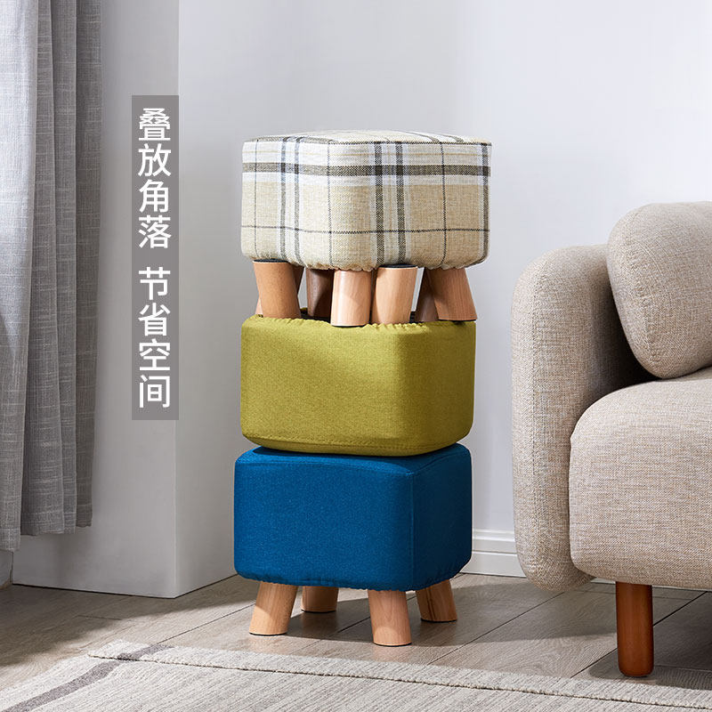 家逸小家用实木茶几矮凳创意穿鞋凳布艺沙发凳板凳换鞋凳,住宅家具,矮凳,淘宝优惠券,粉丝福利购,淘宝优惠卷
