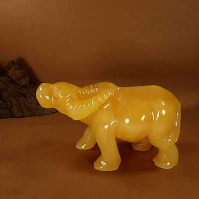 天然黄玉石牛牛大号生肖水牛招财牛玉石站牛家居办公室装饰品