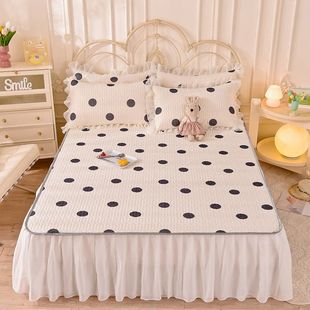 卡通乳胶女孩冰丝床裙凉席夏季空调席子儿童可爱公主风床罩三件套