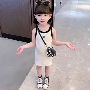 2025夏季新款女童小香风吊带连衣裙女宝宝薄款弹力背心裙纯棉裙子