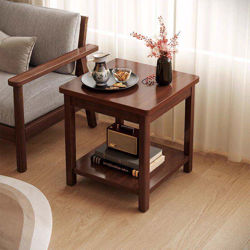 四方茶桌沙发边柜小方桌实木腿小茶几桌子客厅家用正方形边几角几