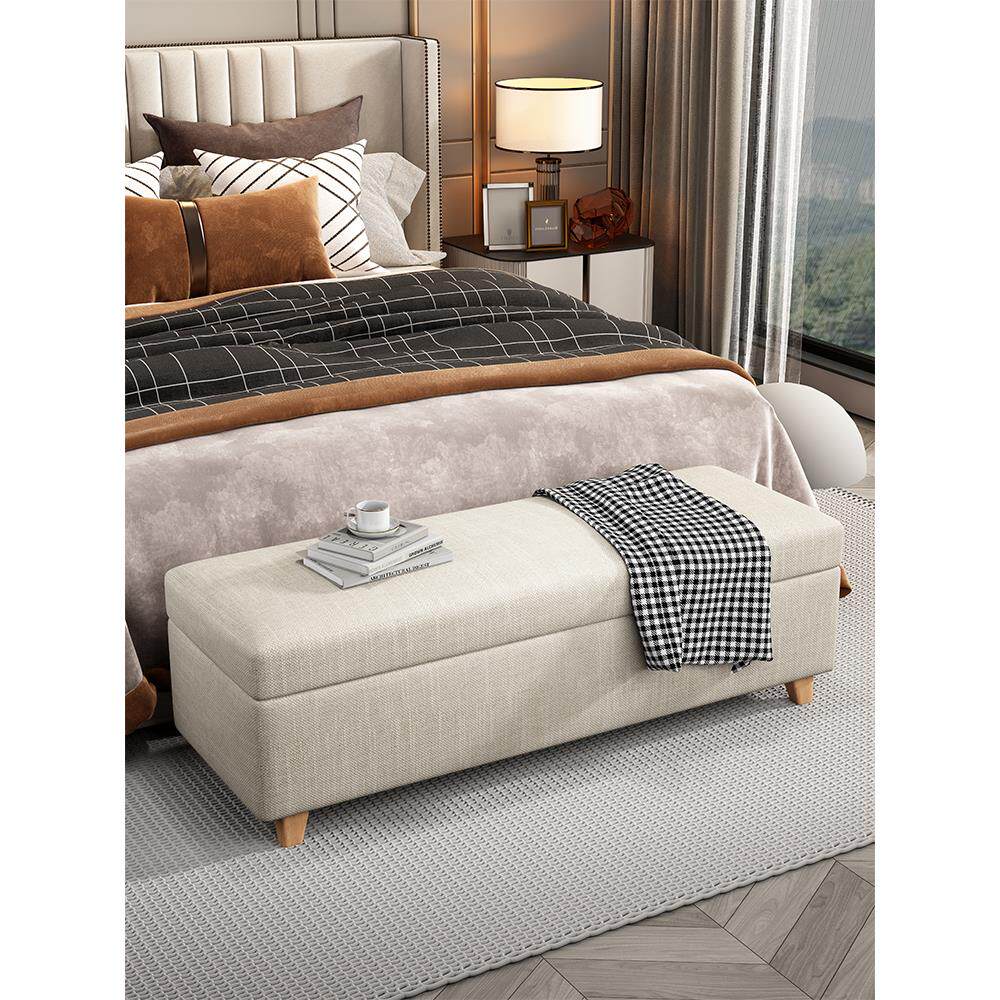 家用门口多功能长条实木换鞋收纳储物凳服装鞋店卧室可拆洗床尾凳