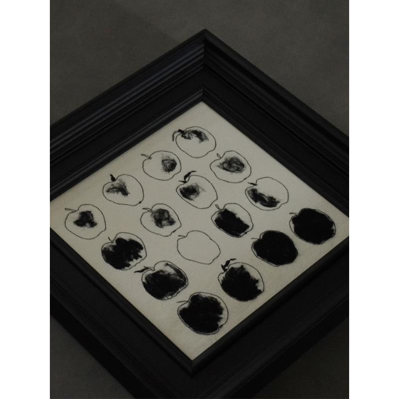 黑白简约风格手工刺绣挂画餐厅入口水墨画客厅装饰壁龛装饰画