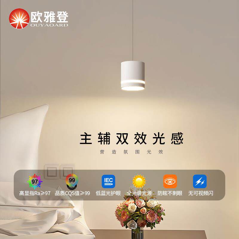 全光谱可升降小吊灯极简现代简约玄关卧室床头护眼2025新款吊线灯