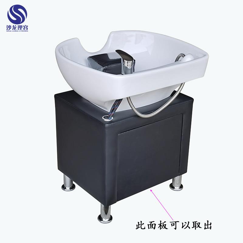 男士坐式洗头槽理髲店冲水立式盆座按摩美容床洗头专用陶瓷盆胶盆