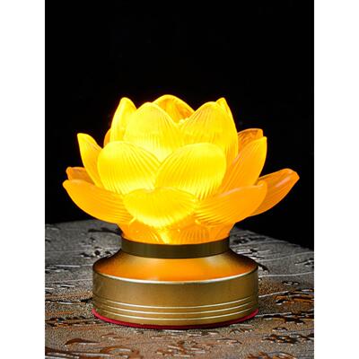 采购产品Led佛灯，琉璃莲花灯，可充电迷你家居装饰品，祭坛佛灯