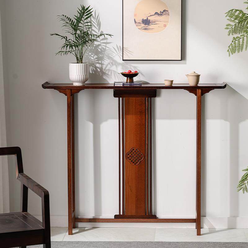 简约现代极窄玄关桌中式轻奢实木玄关柜入户走廊玄关靠墙雕花条案