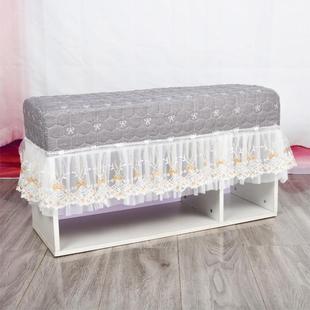 钢琴凳套换鞋布艺化妆凳套罩坐垫椅垫欧式蕾丝棉麻凳罩定制套蓝色