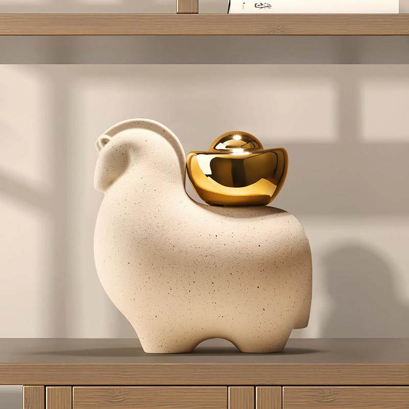 马上有钱摆件新中式客厅电视柜酒柜办公室桌面装饰品开业乔迁礼物