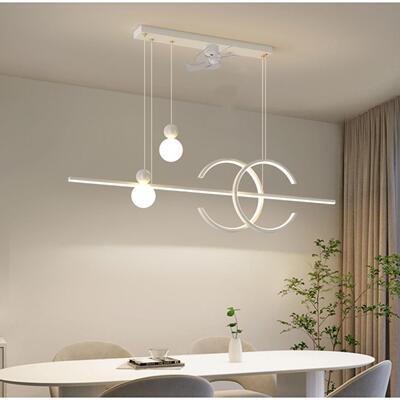 吊扇灯吊灯饭厅灯现代简约360度摇头变频节能家用LED吊灯6档变速