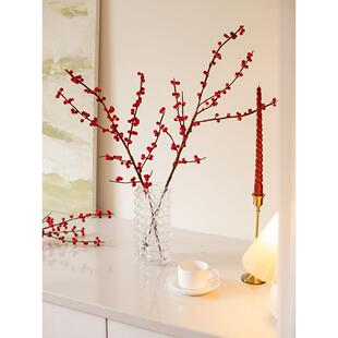 NA家彷真冬青红色发财果实插花摆设客厅家居新年装饰婚庆花艺摆件