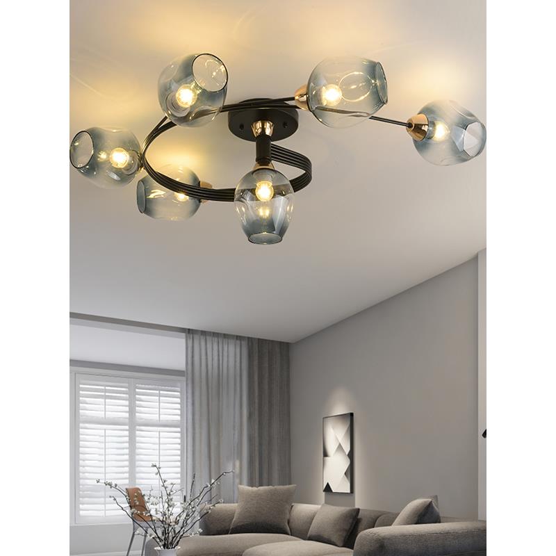 北欧简约现代铁艺客厅灯智能现代led玻璃吸顶灯餐厅书房卧室客房