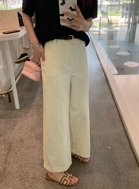 NAZ那子大码天丝棉直腿阔腿y裤胖mm慵懒韩系夏季直筒休闲裤女