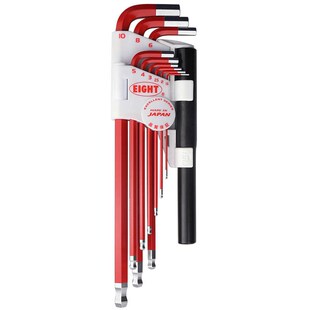 日本原装 带加力杆六角匙L型起子 进口百利EIGHT彩色内六角扳手套装