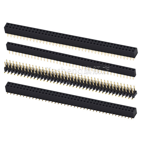 2.0mm圆排针排母 单排1*40p 双排2x40p 圆孔镀金铜弯针脚直针贴片