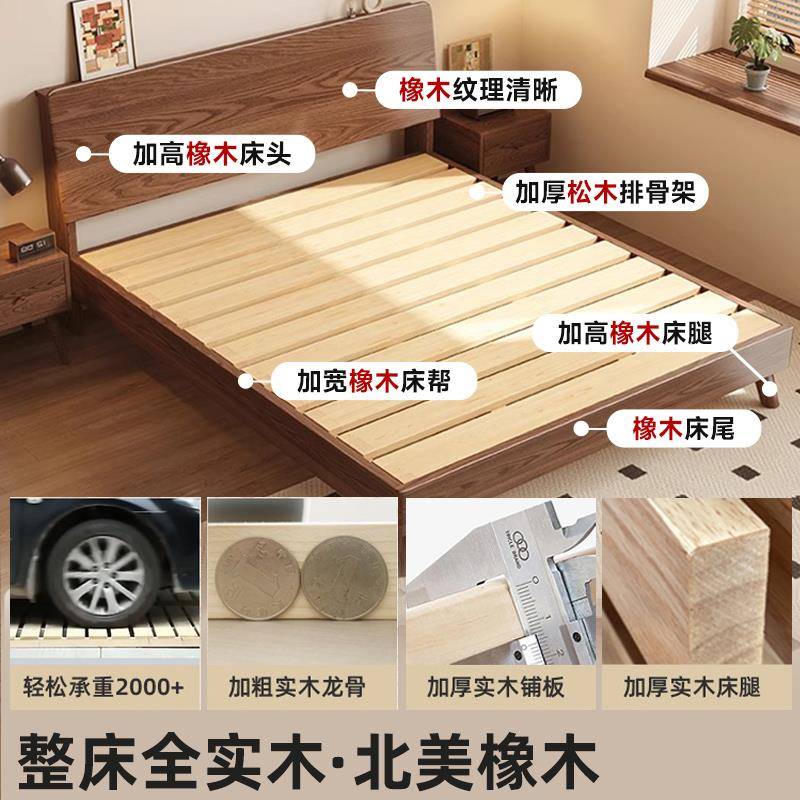 实木床全实1米8床主卧家用新款实木15m双人床出租1房现代简约.2木