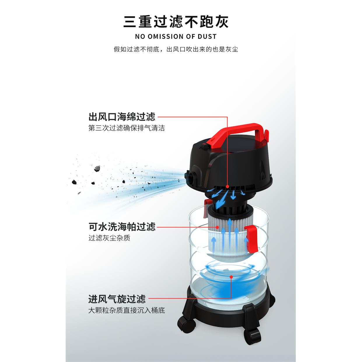 吸尘吸器家小红桶用小型大吸力强力大功率开荒保洁干湿两用公吸尘