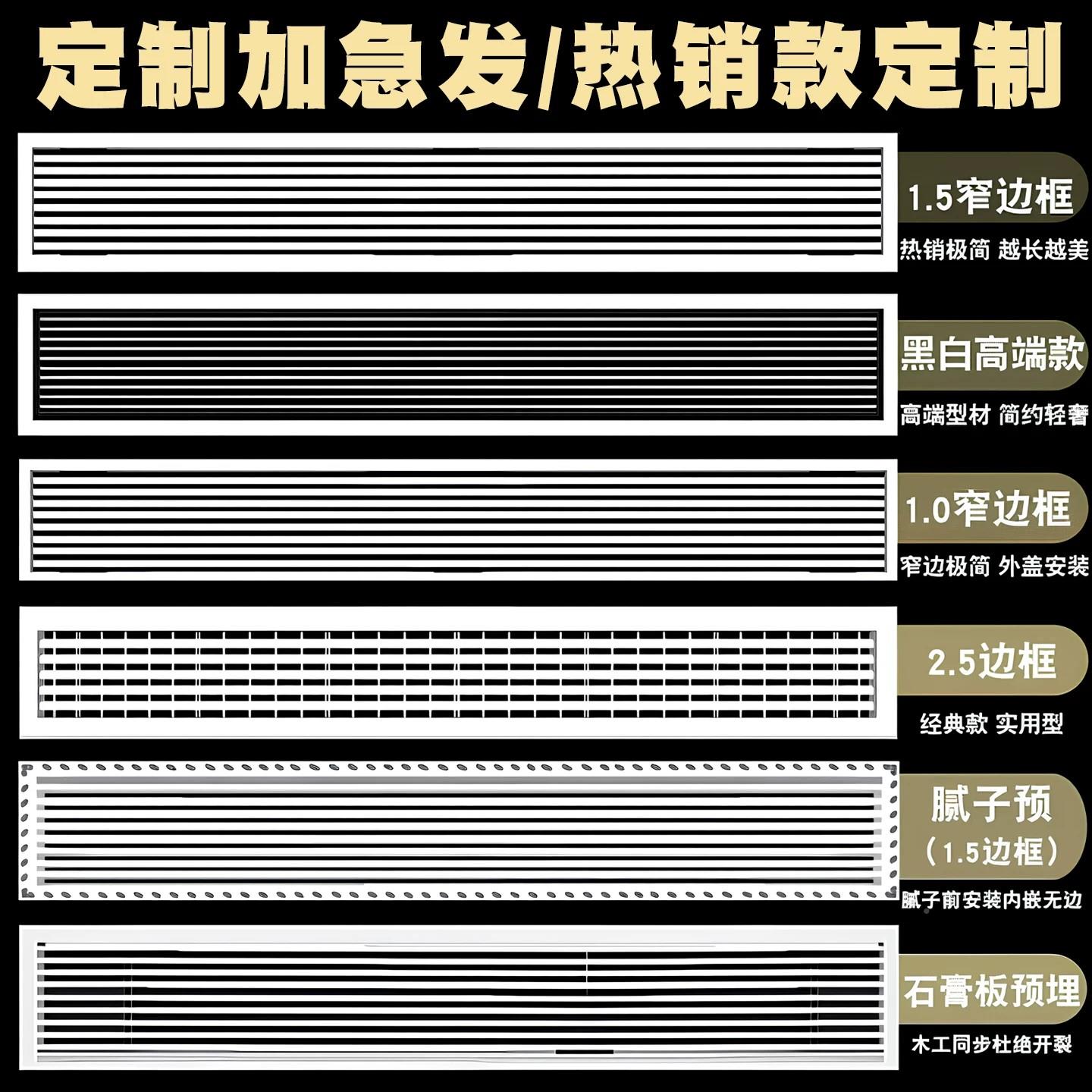 木纹定中央空口调风口百叶格栅制加长ABS新风回风管机通风出面板图片