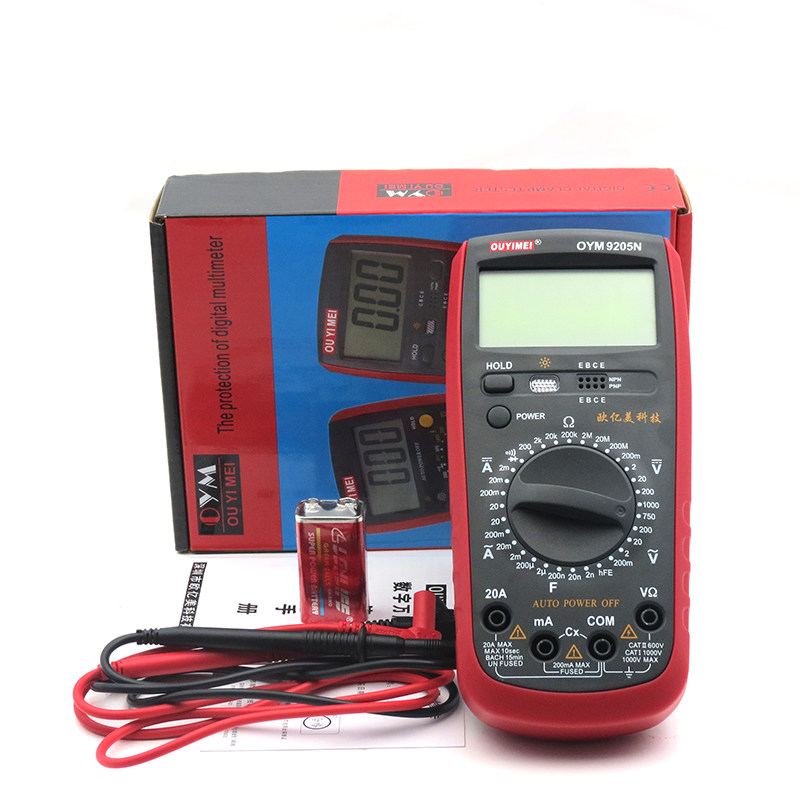 欧亿美OYM9205N数字高清显示万用表全保护功能带蜂鸣防震套万用表