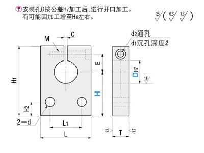 导向轴支座 侧面安装孔型 开口型SHYB SHYM SHYS SHYA SHYA16