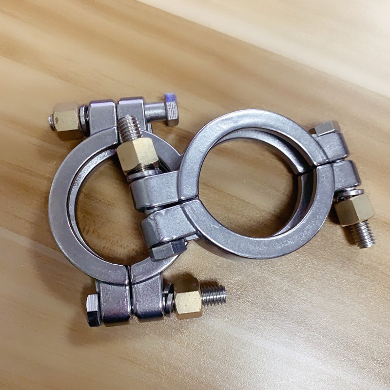 不锈钢卫生级快装304高压卡箍重型强力卡盘管夹3A双螺栓卡盘卡箍