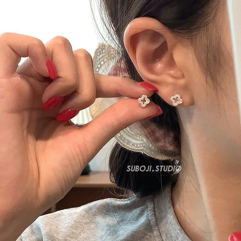 素泊集s999纯银四叶草耳钉女轻奢高级感耳环小众精致耳饰睡觉免摘,饰品/流行首饰/时尚饰品新,耳钉,淘宝优惠券,粉丝福利购,淘宝优惠卷