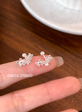 素泊集「三朵花」耳钉纯银999