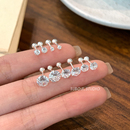 素泊集s999纯银四爪锆石耳钉女设计感小众耳环高级爆闪耳饰养耳洞