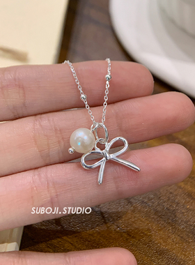 素泊集「蝴蝶珍珠」项链纯银925