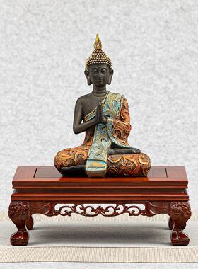 乌木底2024001座实木矩形工艺品装饰座实木方头形石像花盆底佛茶