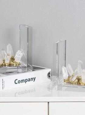 大理石样书挡书立书奢靠ZZD摆件办公室书饰档装品板间书房软装轻