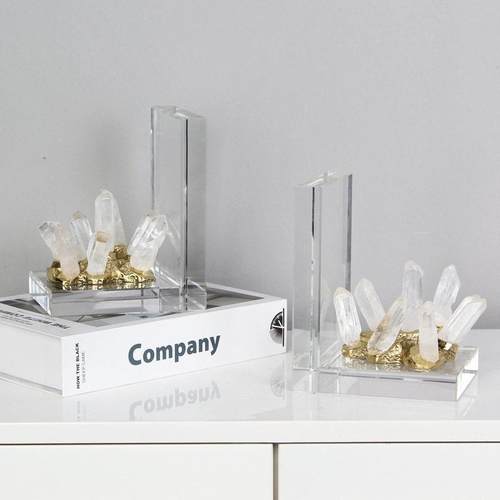 大理石样书挡书立书奢靠ZZD摆件办公室书饰档装品板间书房软装轻