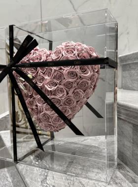 爱心永生花玫瑰IRB花压克力5友20情白人送女礼花束订婚生日告摆件